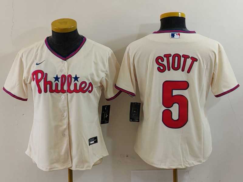 Womens Philadelphia Phillies #5 Bryson Stott Cream Cool Base Jersey